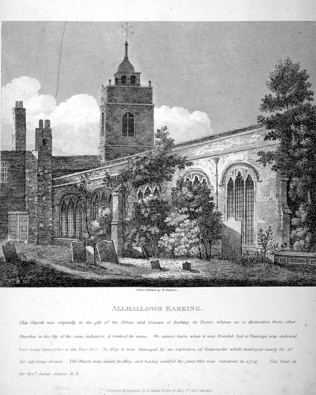 All Hallows-by-the-Tower Church, London, 1810 af William Pearson