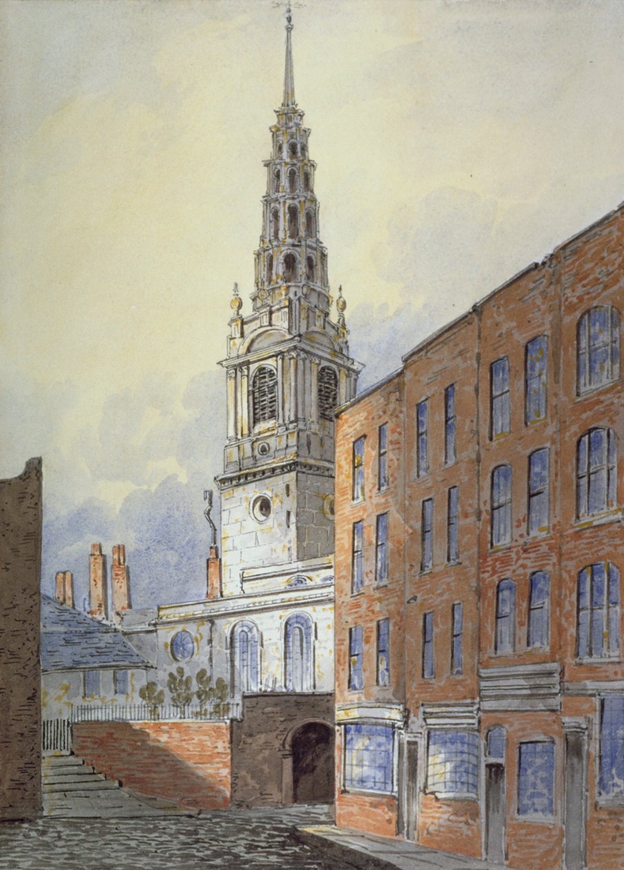 Church of St Bride, Fleet Street, City of London, c1815 af William Pearson