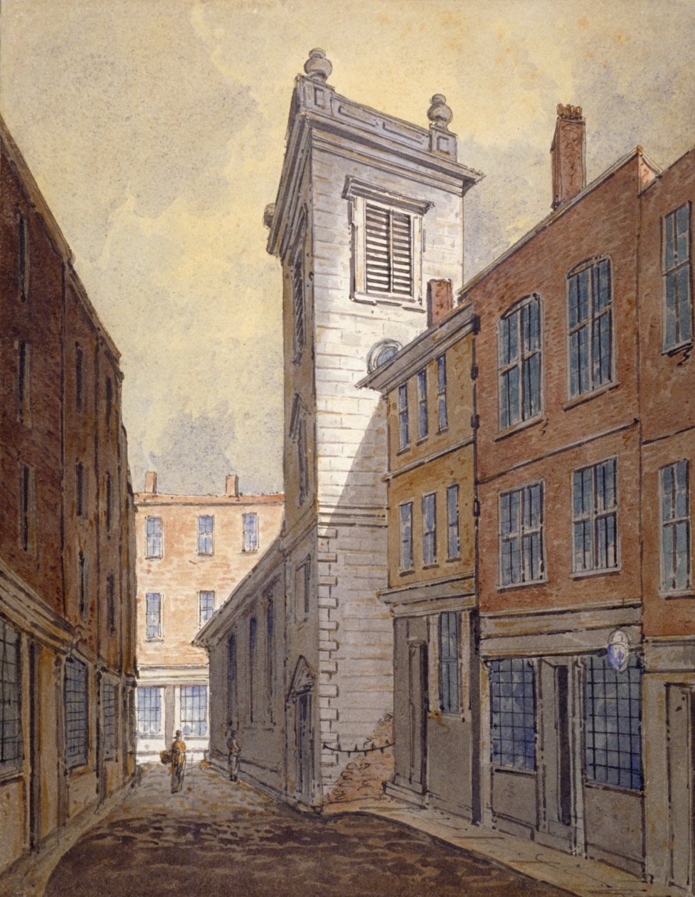 Church of St George Botolph Lane fra George Lane, City of London, c1813 af William Pearson
