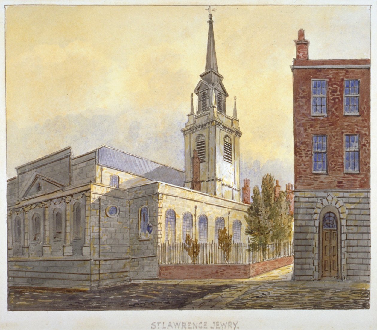 Church of St Lawrence Jewry fra Guildhall Yard, London City, 1810. af William Pearson