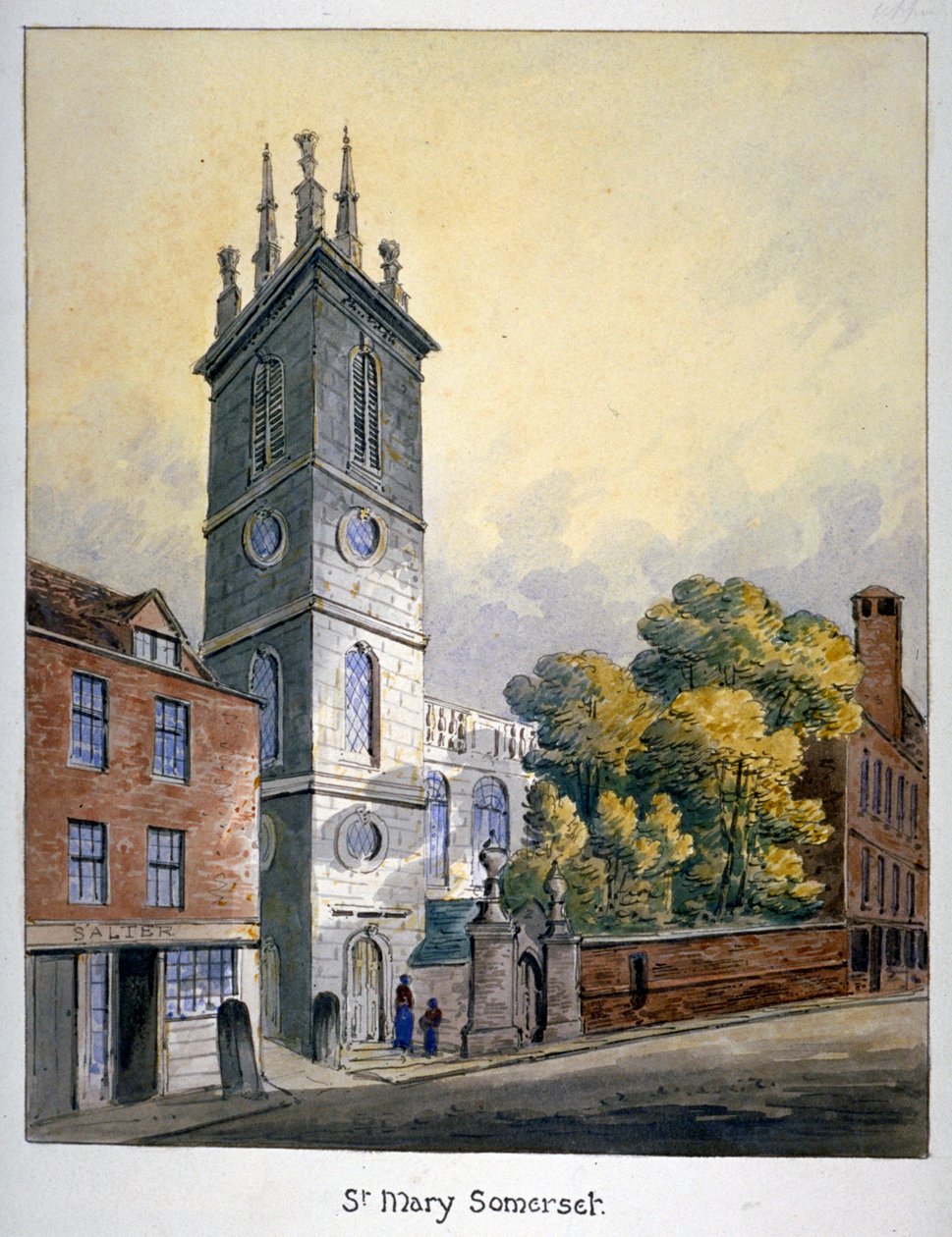 Church of St Mary Somerset, City of London, c1815 af William Pearson