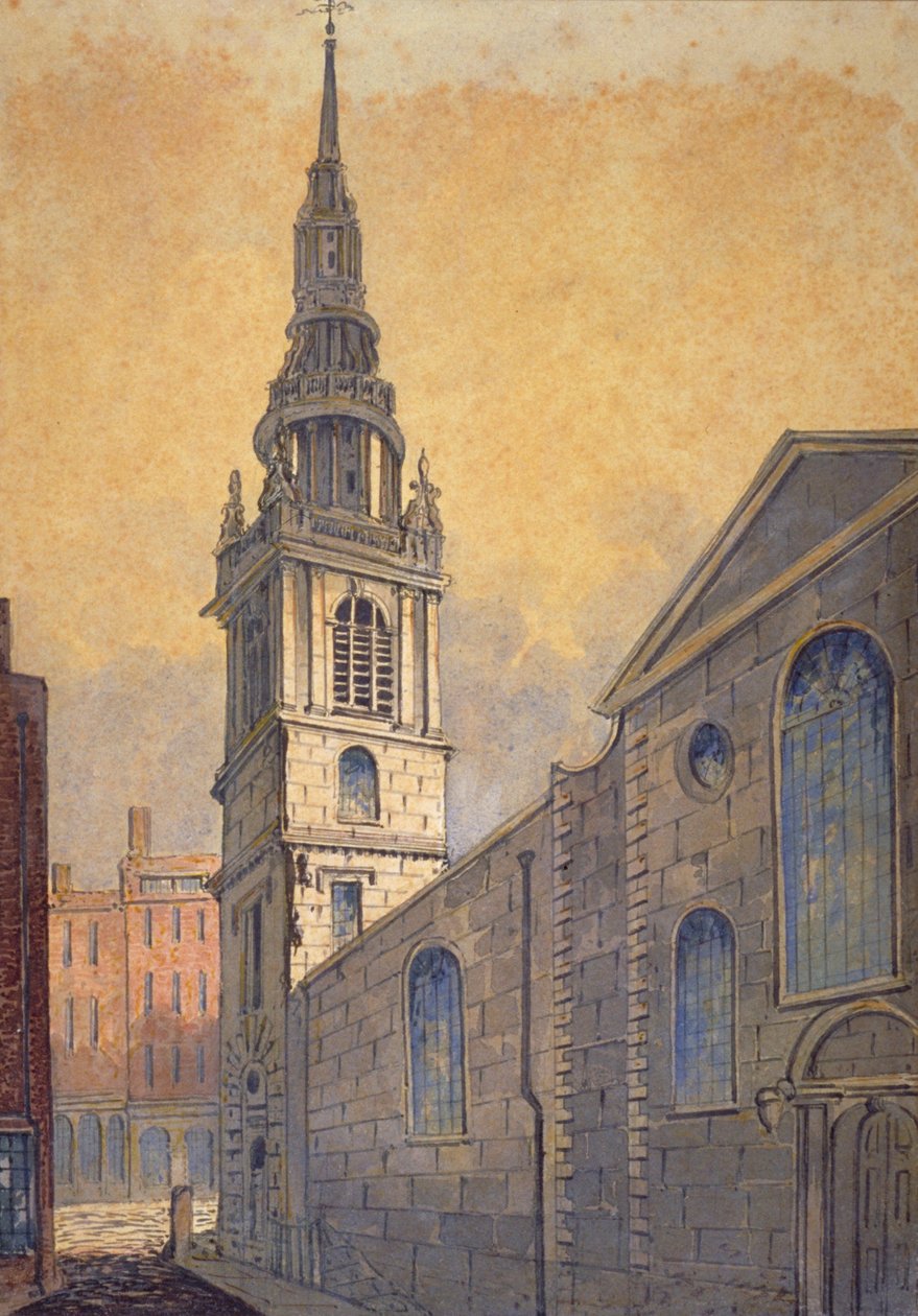 Church of St Mary le Bow fra Bow Churchyard, City of London, c1815 af William Pearson