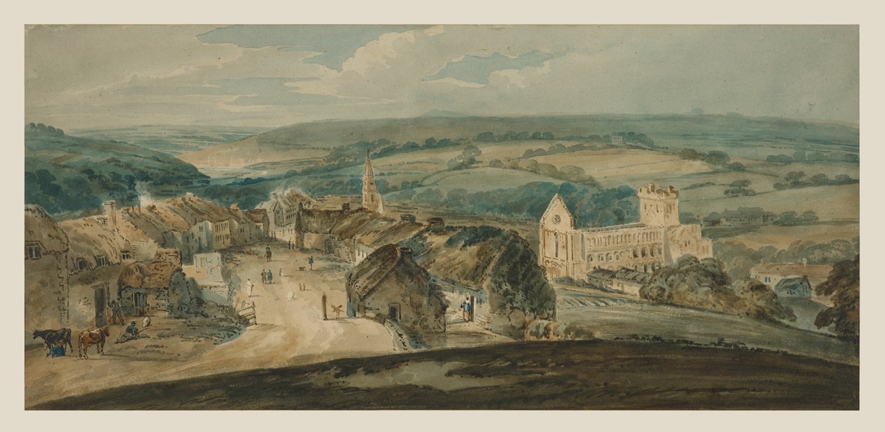 Jedburgh From A Height (akvarel på papir) af William Pearson