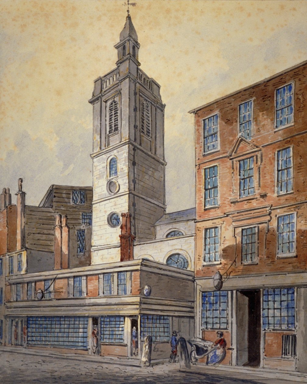 Udsigt over St Dionis Backchurch, City of London, 1815. af William Pearson