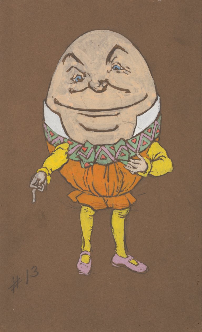 Humpty Dumpty kostumedesign til Alice-in-Wonderland, 1915. af William Penhallow Henderson