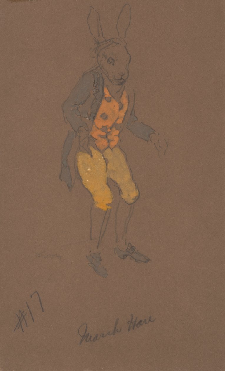 Marts Hare-kostumedesign fra Alice-in-Wonderland, 1915. af William Penhallow Henderson