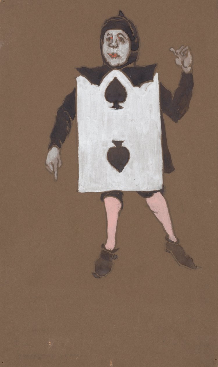 Two of Spades kostumedesign til Alice-in-Wonderland, 1915. af William Penhallow Henderson