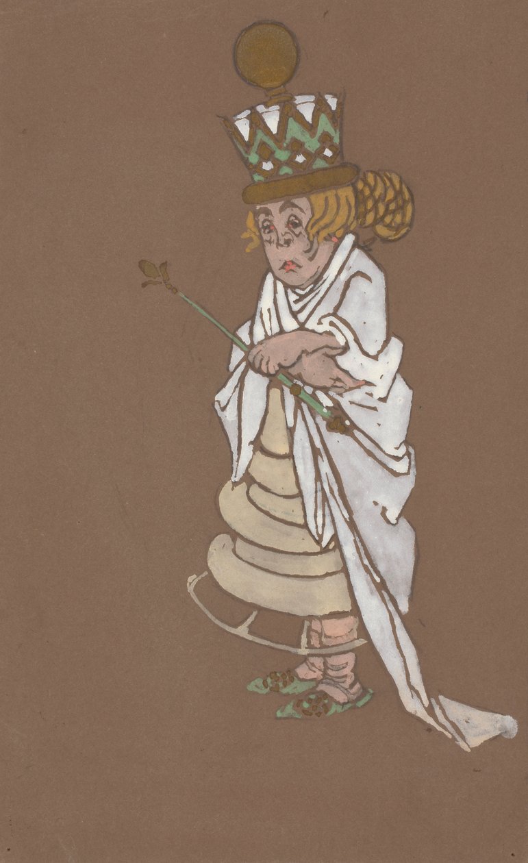 White Queen kostumedesign til Alice-in-Wonderland 1915. af William Penhallow Henderson