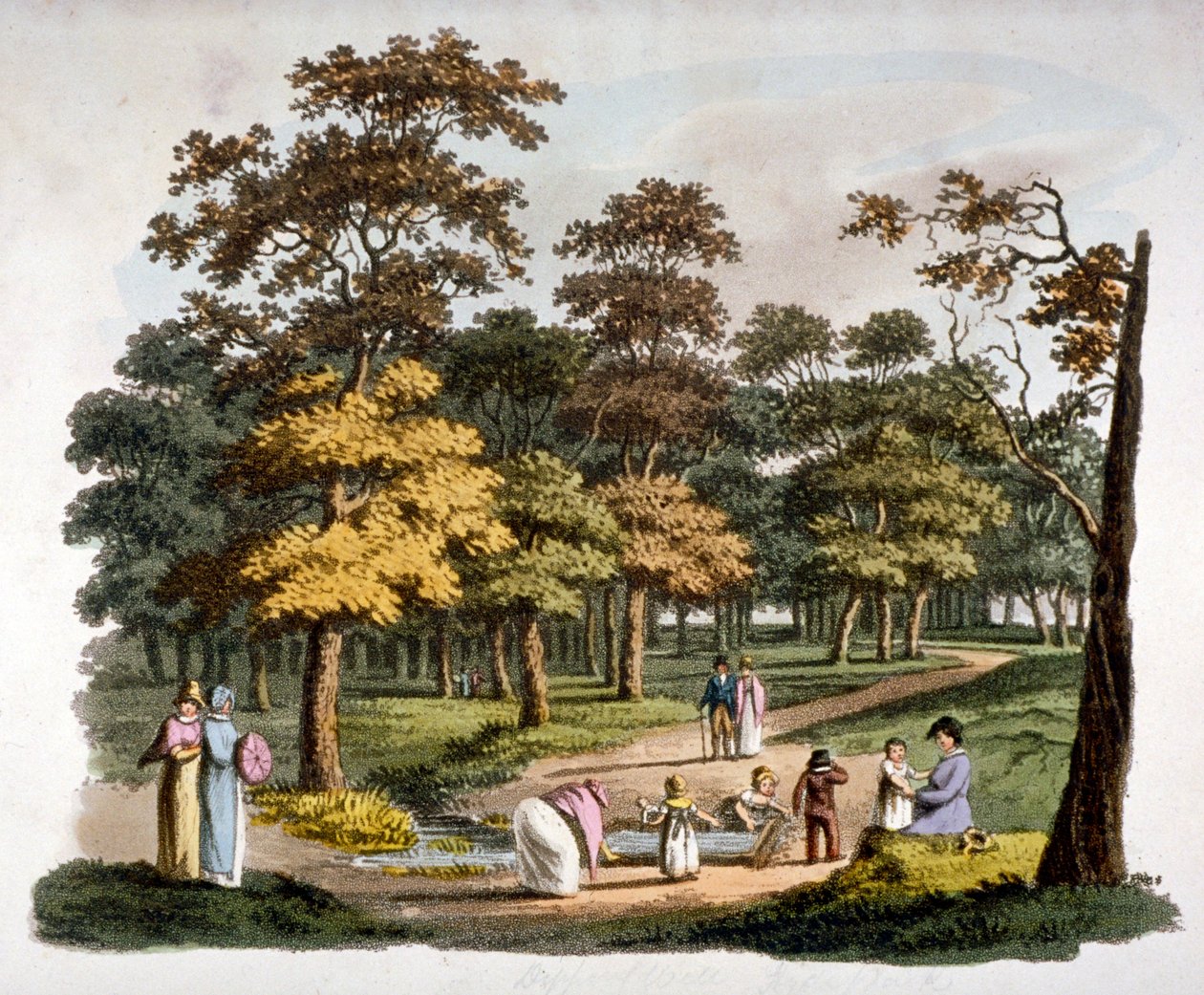 Udsigt over "dyppe"-brønden i Hyde Park, Westminster, London, c1810 af William Pickett