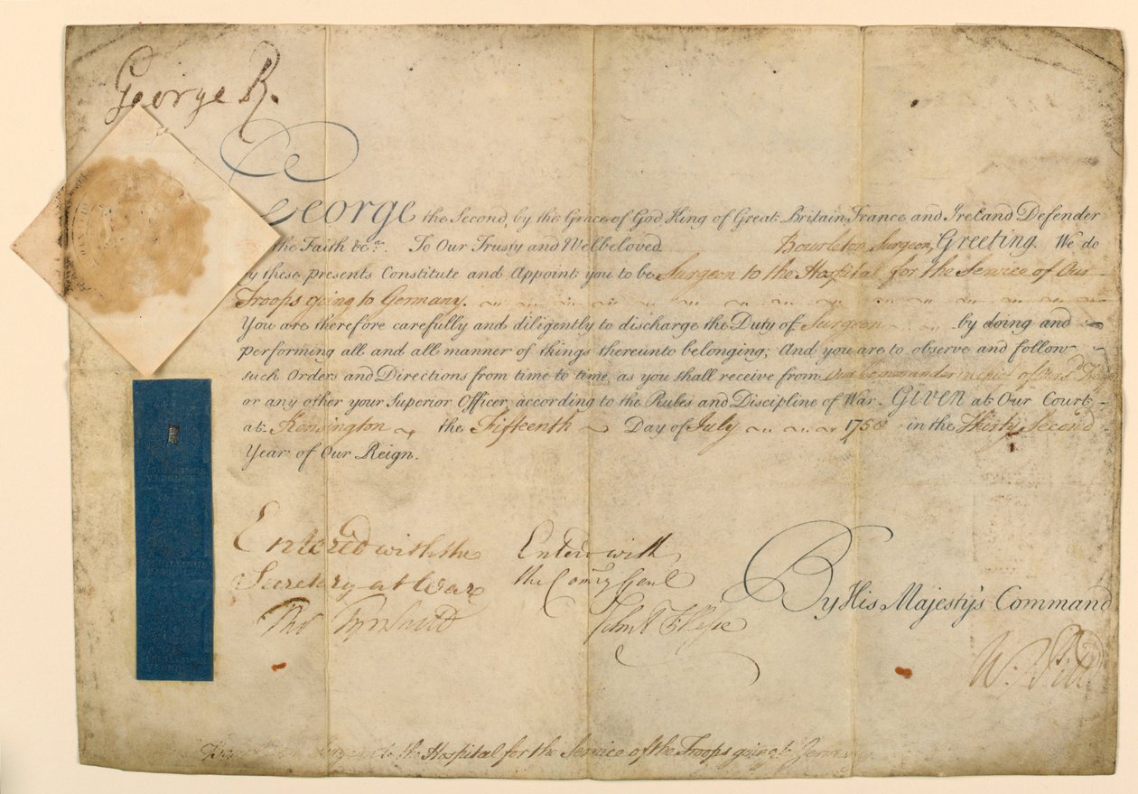 Autorisation til udnævnelse af en militærkirurg af William Pitt