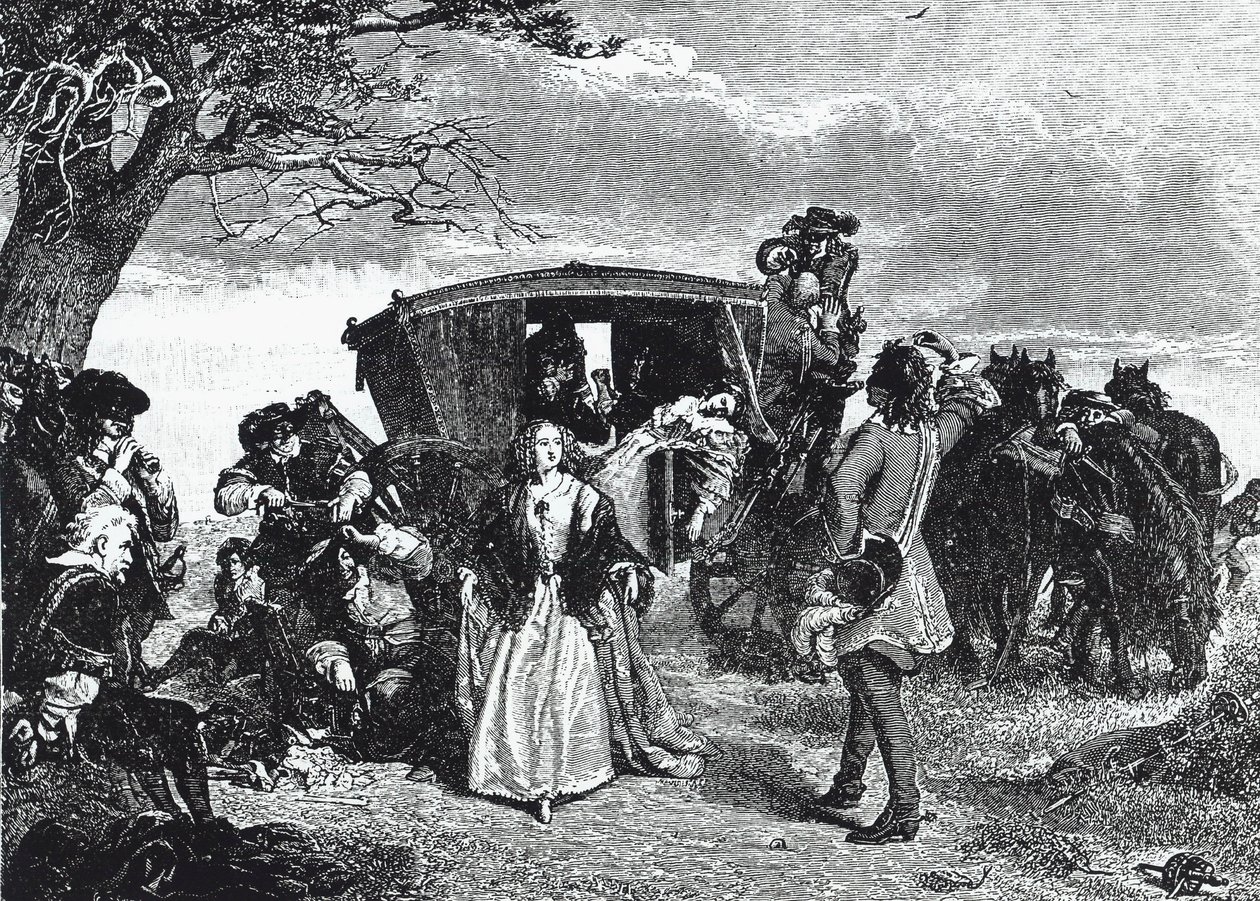 Highwayman Claude Duval skildret i det legendariske øjeblik, hvor han nægter at tage alt sit bytte, hvis konen til hans offer danser en 