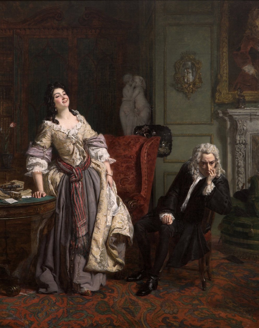 Alexander Pope erklærede sin kærlighed til Lady Mary Wortley Montagu, 1852 af William Powell Frith