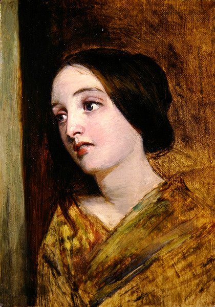Hoved og skuldre af en pige (olie på lærred) af William Powell Frith