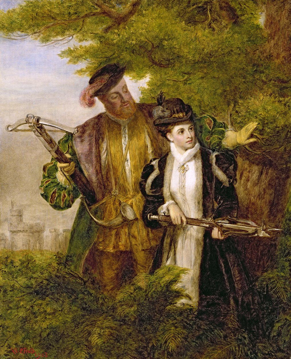 Kong Henry og Anne Boleyn hjorte skyder i Windsor Forest, 1903 af William Powell Frith