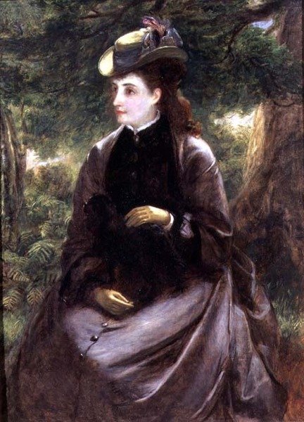 Portræt af en dame, der hviler med sin hund af William Powell Frith