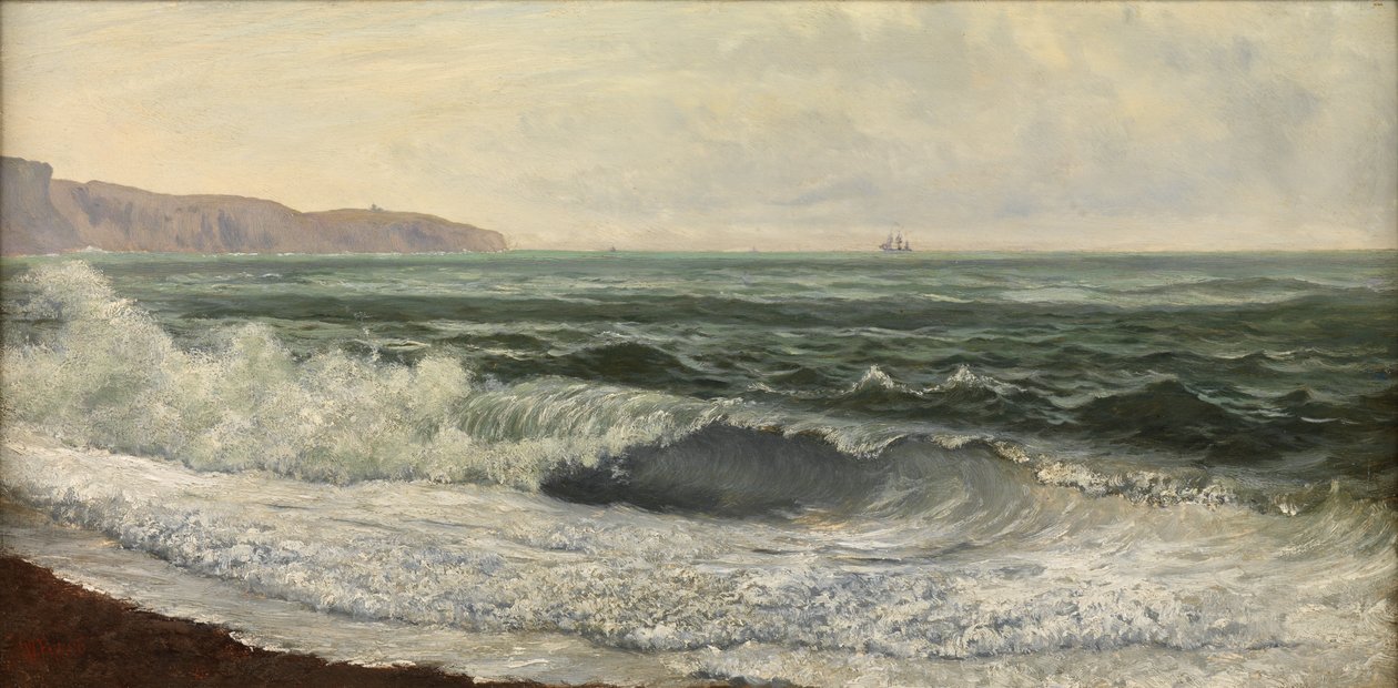Rough Weather, West Bay, Dorset (olie på panel) af William Pye