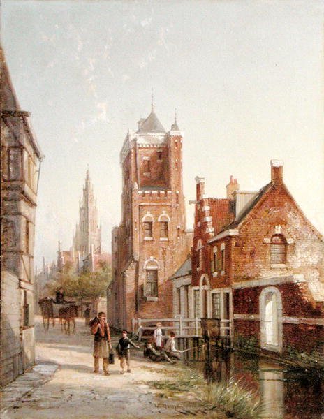 Ammsfoord, Holland (olie på lærred) af William R. Dommersen