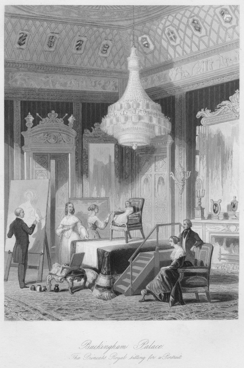 Buckingham Palace. Den kongelige prinsesse sidder til et portræt, c1841 af William Radclyffe