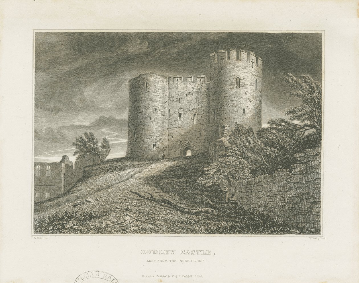 Dudley Castle - The Keep: engraving, nd [c1828] dani af William Radclyffe