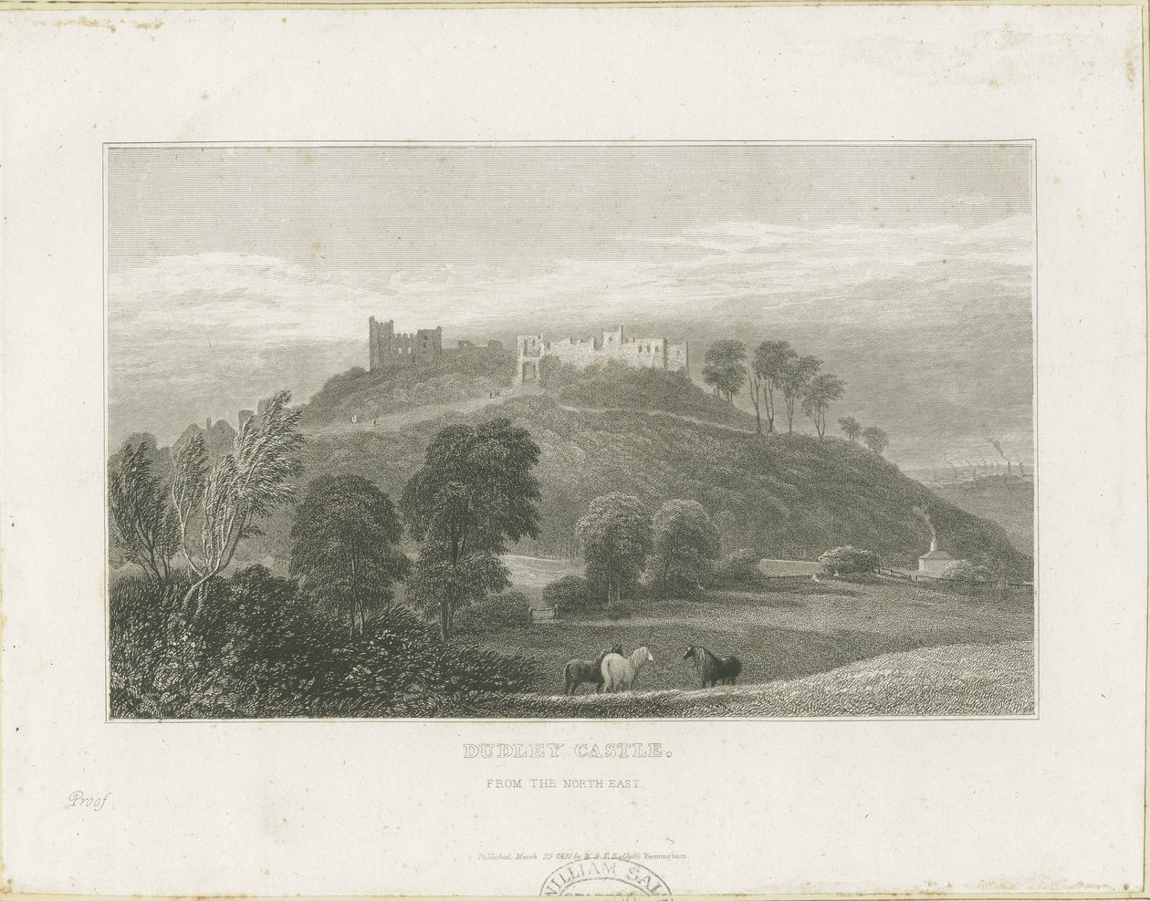 Dudley Castle: steel engraving, nd [c1830] dani af William Radclyffe