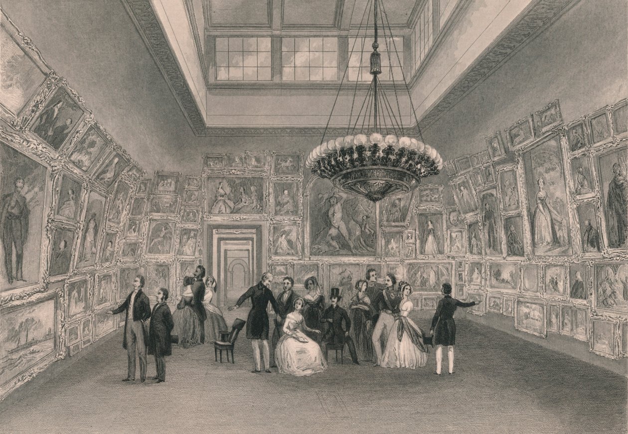 Udstilling af Det Kongelige Akademi. - Privat udsigt, c1844. af William Radclyffe