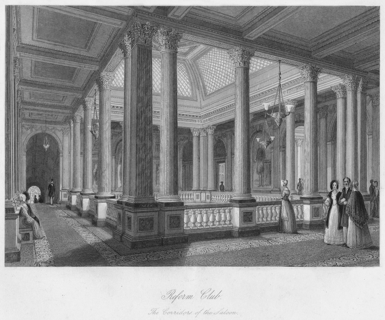 Reform Klub. Salonens korridorer, c1841 af William Radclyffe