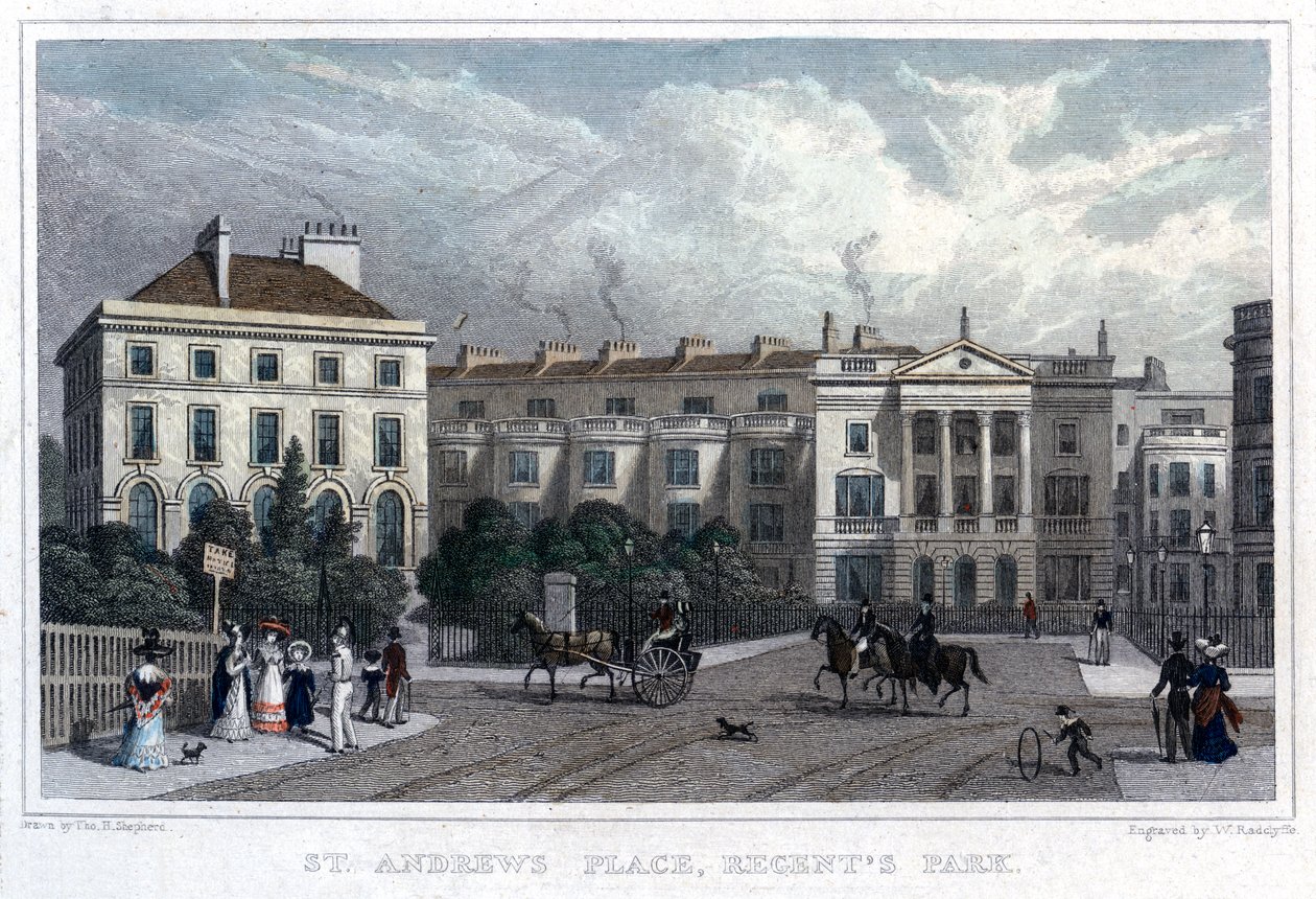 St Andrews Place, Regents Park, London, 1828. af William Radclyffe