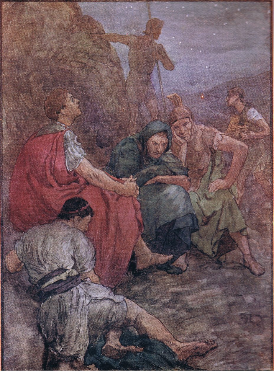 Brutus og hans ledsagere efter slaget ved Philippi, fra Plutarch Lives udgivet af T C & E C Jack Ltd af William Rainey