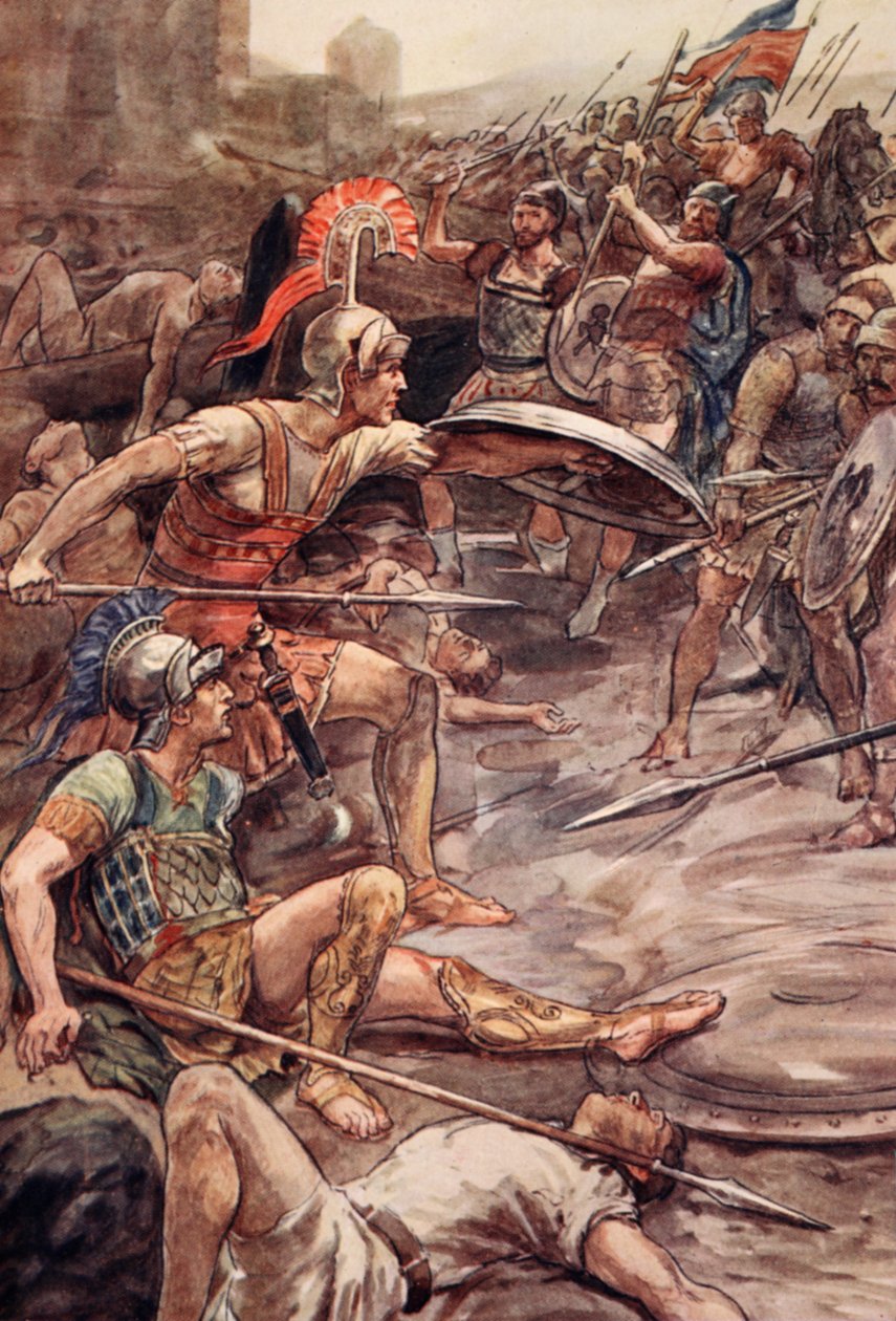 Epaminondas, der forsvarer Pelopidas, illustration fra 