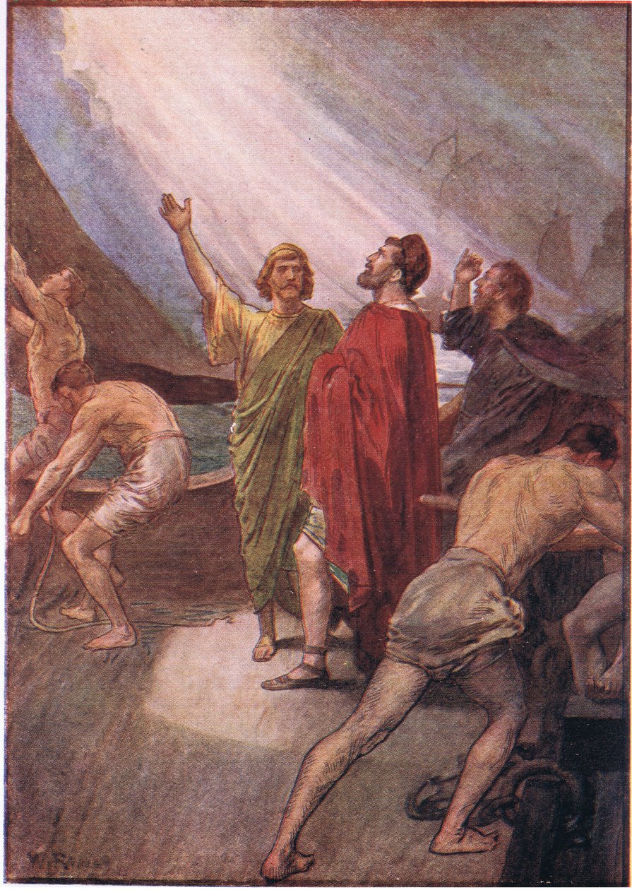 Timoleon sætter sejl mod Sicilien, fra Plutarch Lives udgivet af T C & E C Jack Ltd af William Rainey