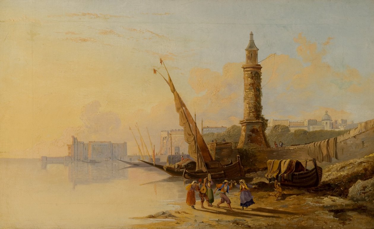 Italiensk kystscene af William Raymond Dommerson