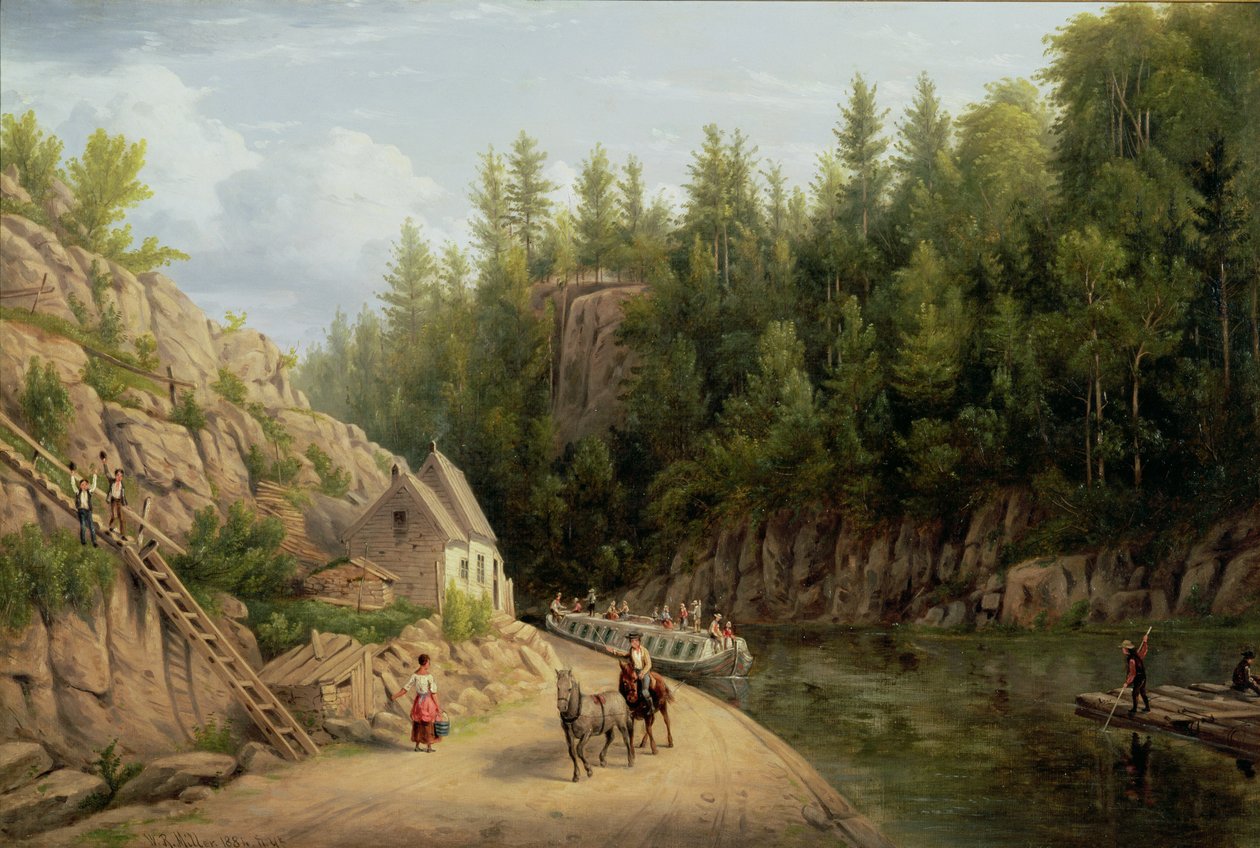Erie Canal ved Little Falls, New York, 1884 af William Rickarby Miller