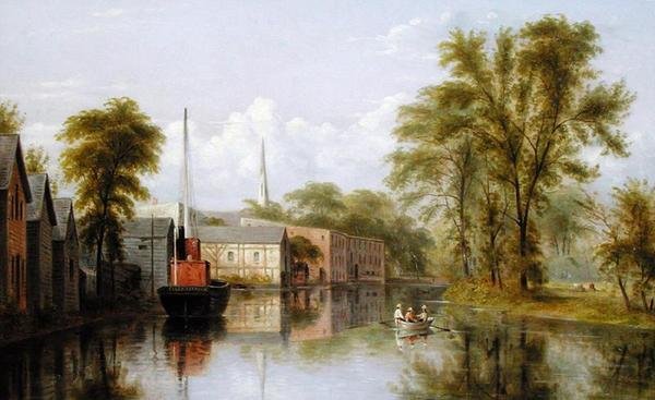Ved Bronx River, West Farms, New York af William Rickarby Miller