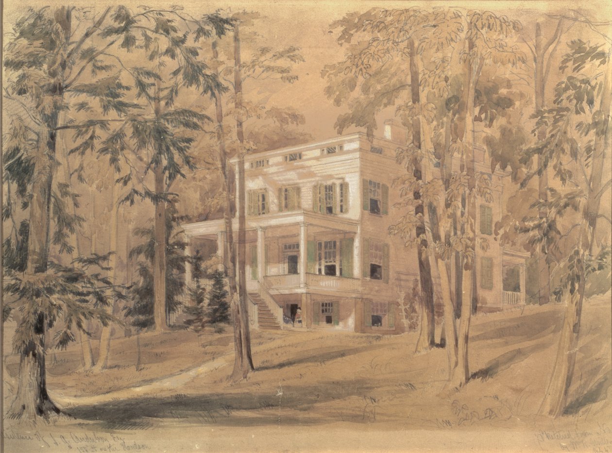 The House of John James Audubon, New York af William Rickarby Miller