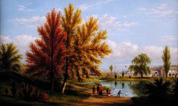 The Upper Lake, Central Park, New York City af William Rickarby Miller
