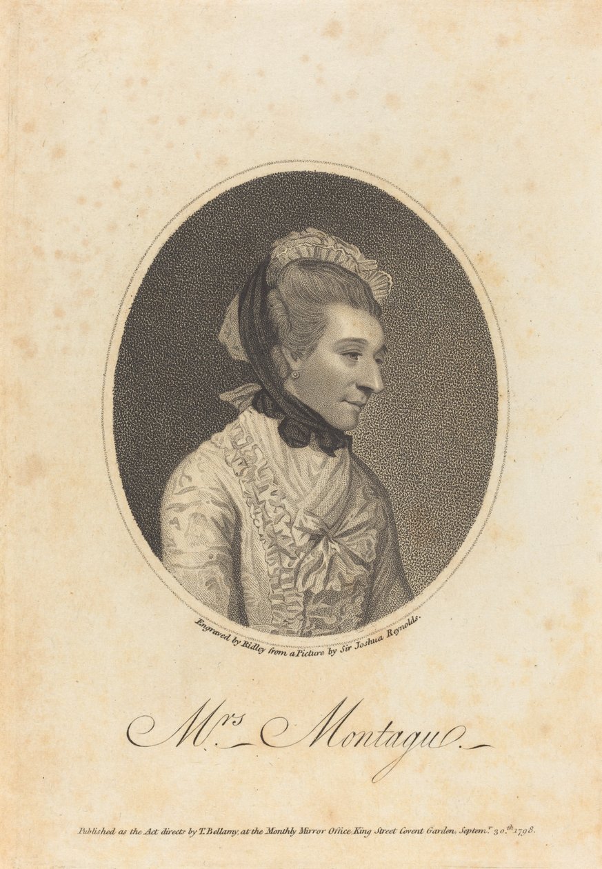 Elizabeth Montague af William Ridley after Sir Joshua Reynolds