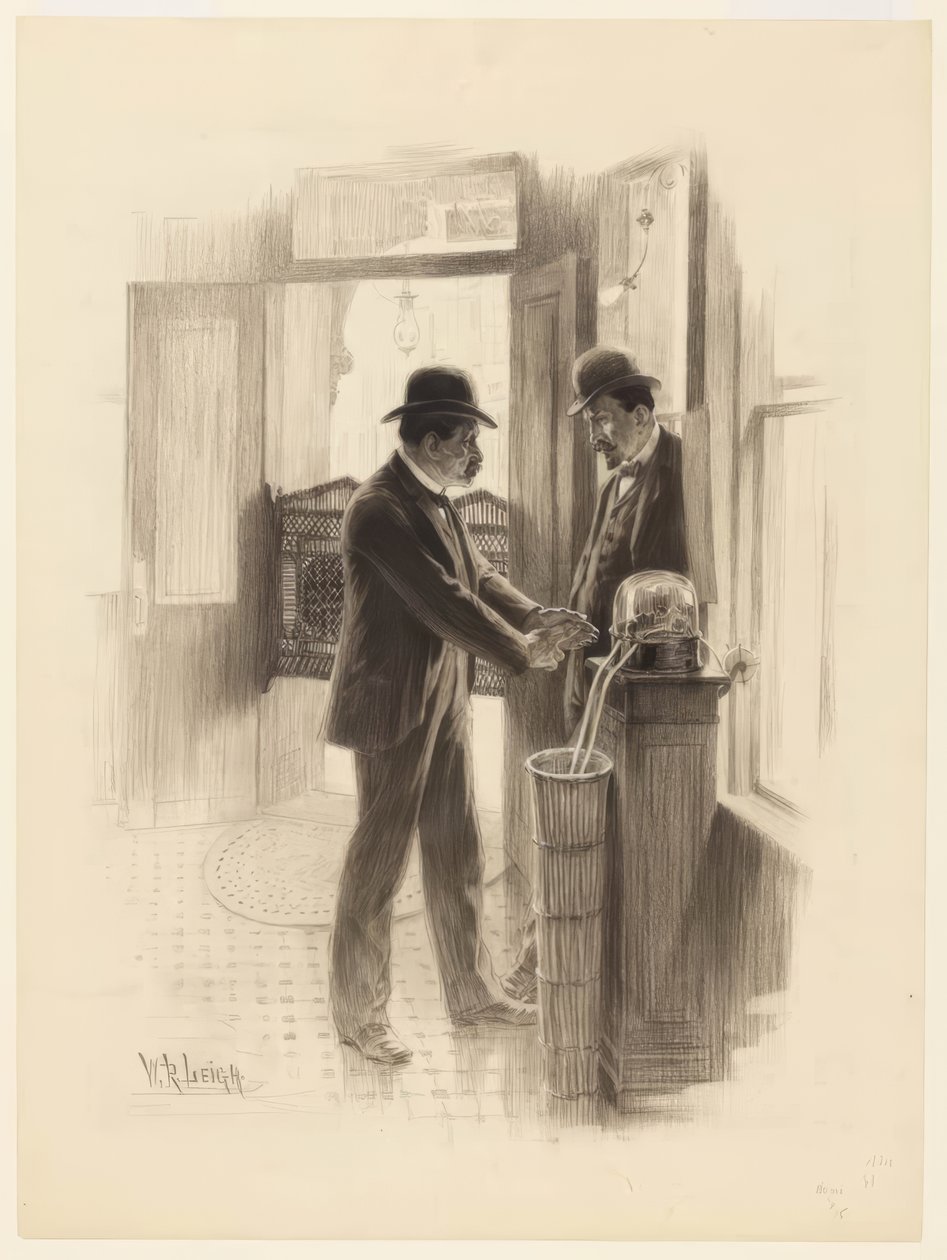 "Jeg tror ikke, det stiger; jeg ved, det stiger!" af William Robinson Leigh