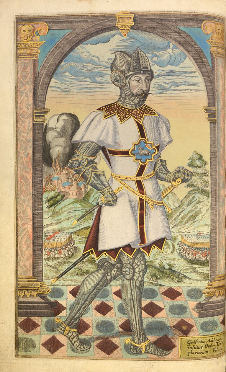 Godfrey Adelmar, fra nHonor Military, og Civill, William Segar, pub. Robert Barker, London, 1602 (håndfarvet gravering) af William Rogers