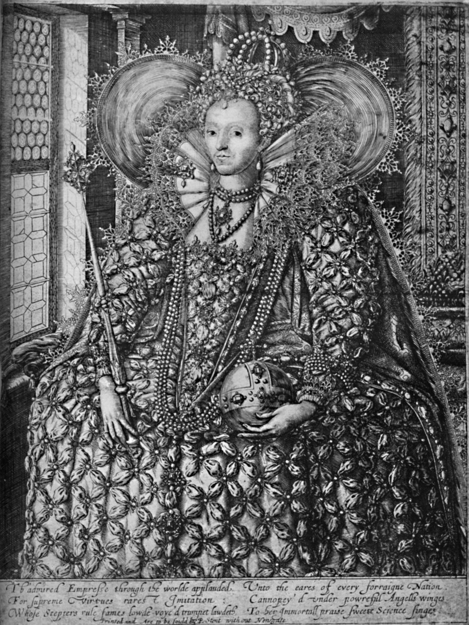 Dronning Elizabeth står i et værelse med et gittervindue, c1592 1903 af William Rogers