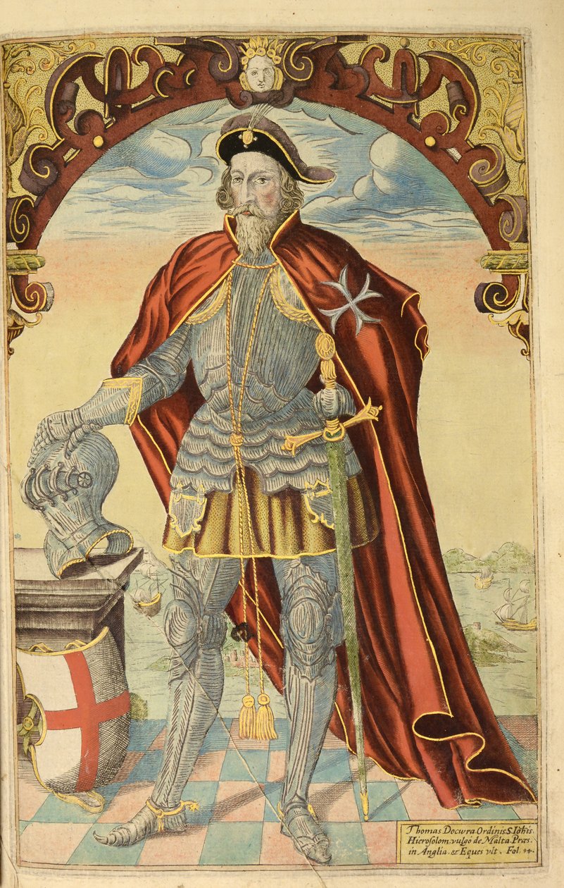 Sir Thomas Docwra, fra nHonor Military, og Civill, William Segar, pub. Robert Barker, London, 1602 (håndfarvet gravering) af William Rogers