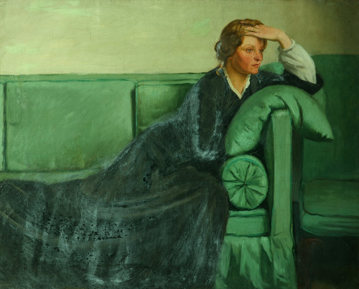 Blomst, frugt og tornestykke (olie på lærred) af William Rothenstein