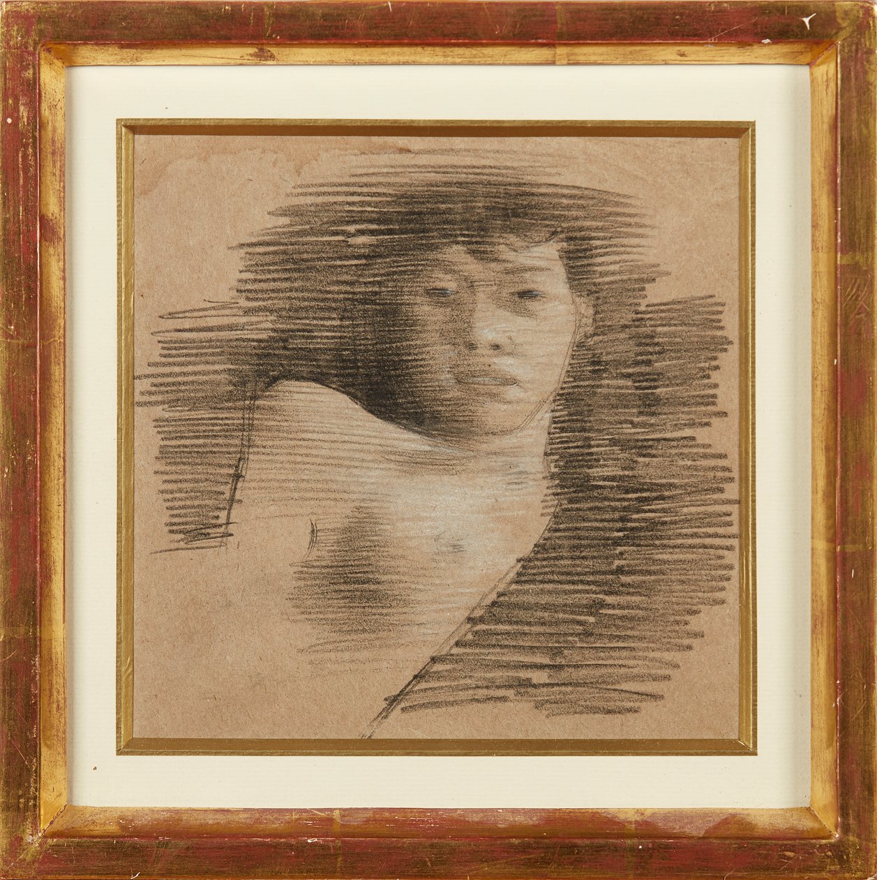 Pige i Paris (kridt og hvidt kridt) af William Rothenstein
