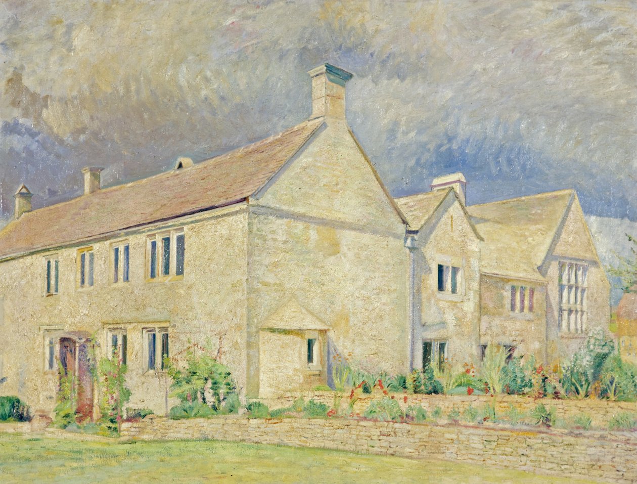 Iles Farm, Far Oakridge, Gloucestershire (olie på lærred) af William Rothenstein