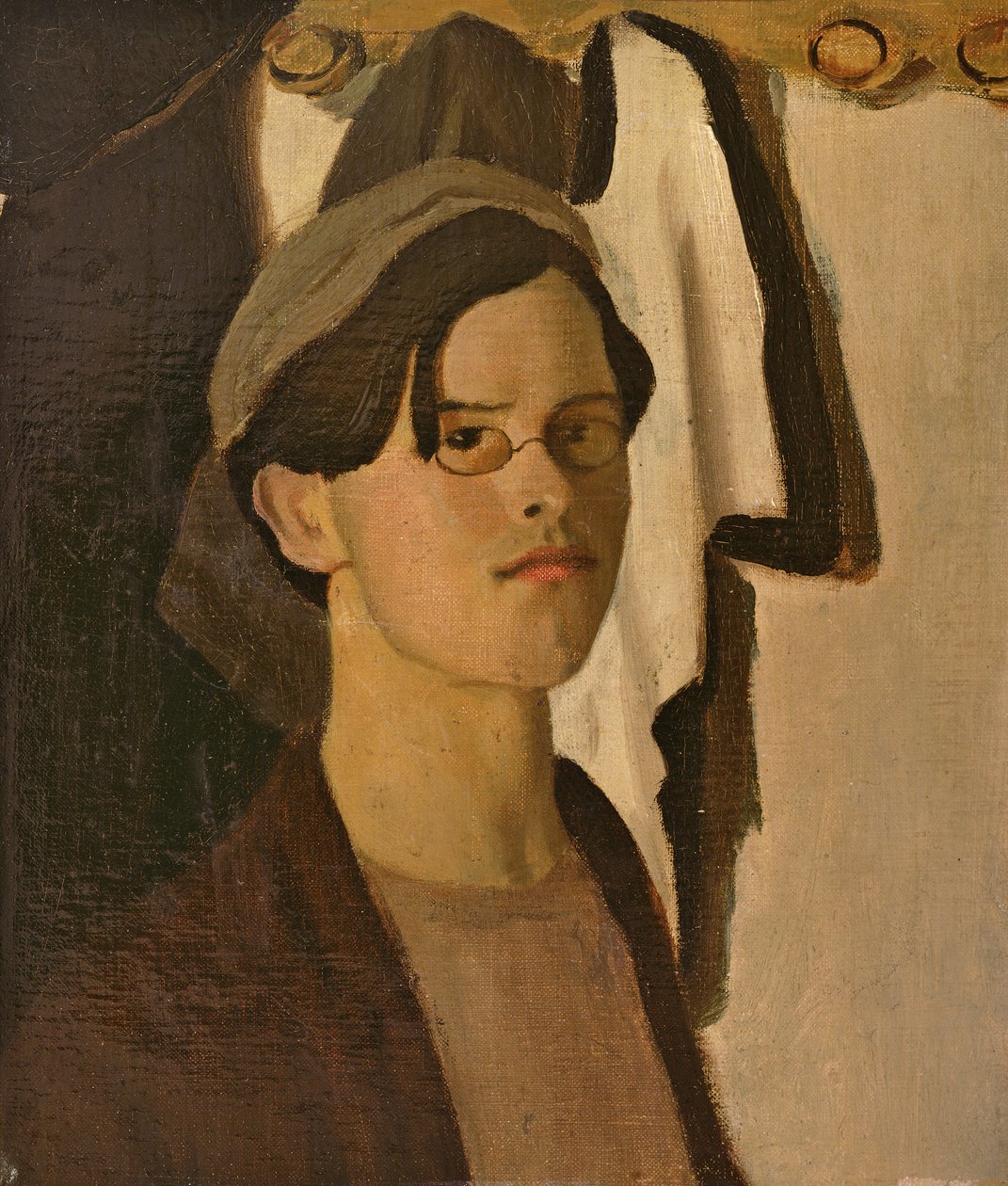 Selvportræt (fragment fra et større maleri) (olie på lærred) af William Rothenstein