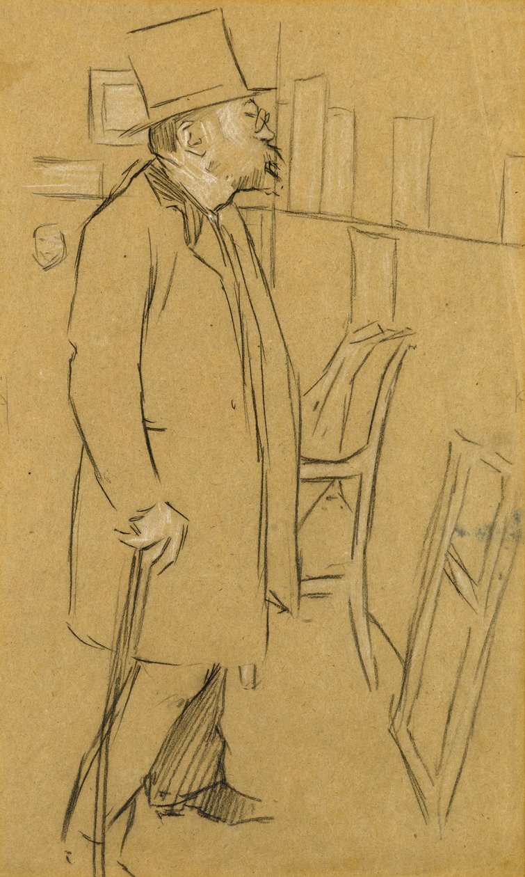 Kenderen - Muligvis et portræt af Mons. Julien, ca. 1890 (kul & hvidt kridt på papir) af William Rothenstein
