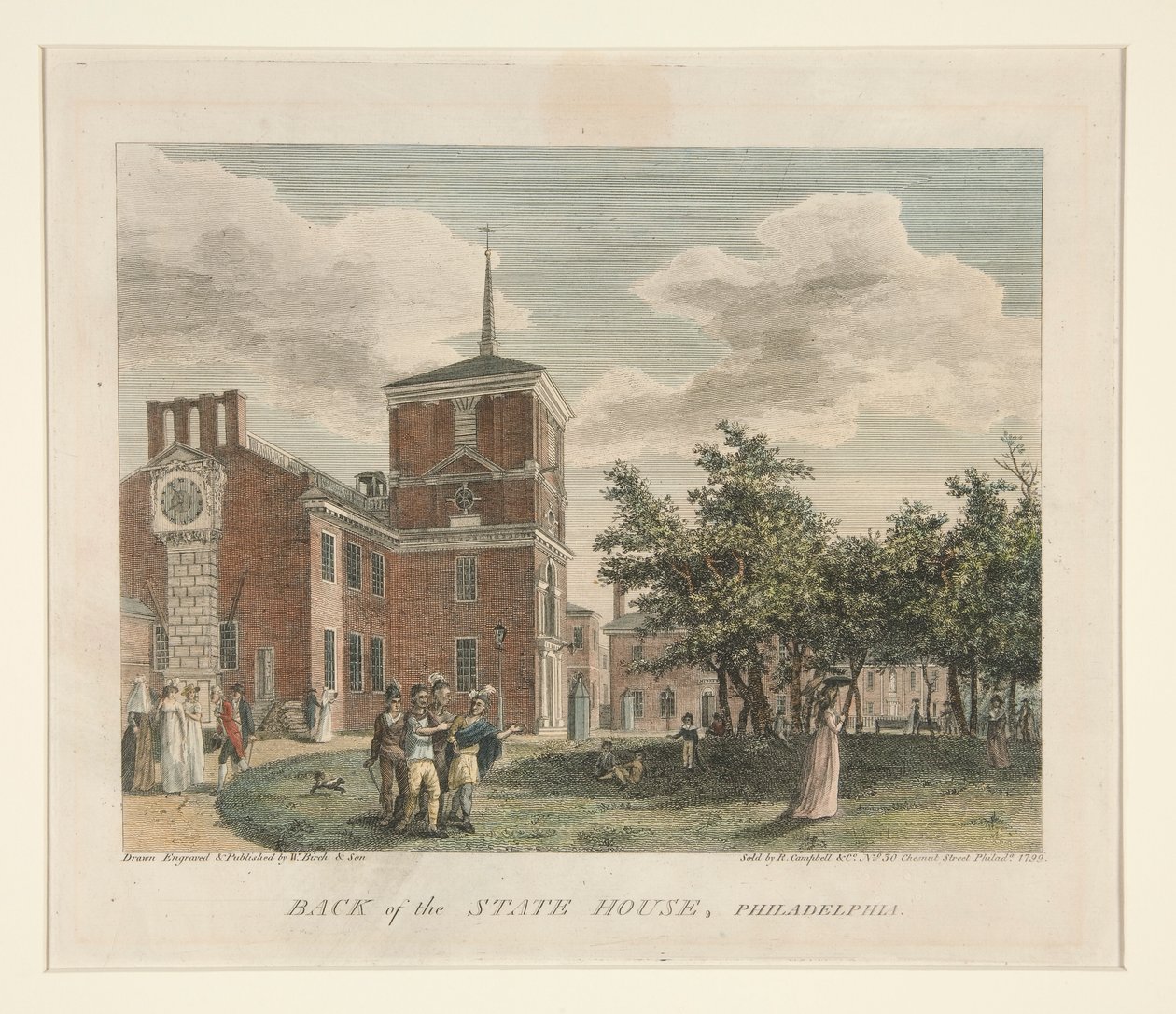 Bagsiden af State House, Philadelphia af William Russell Birch