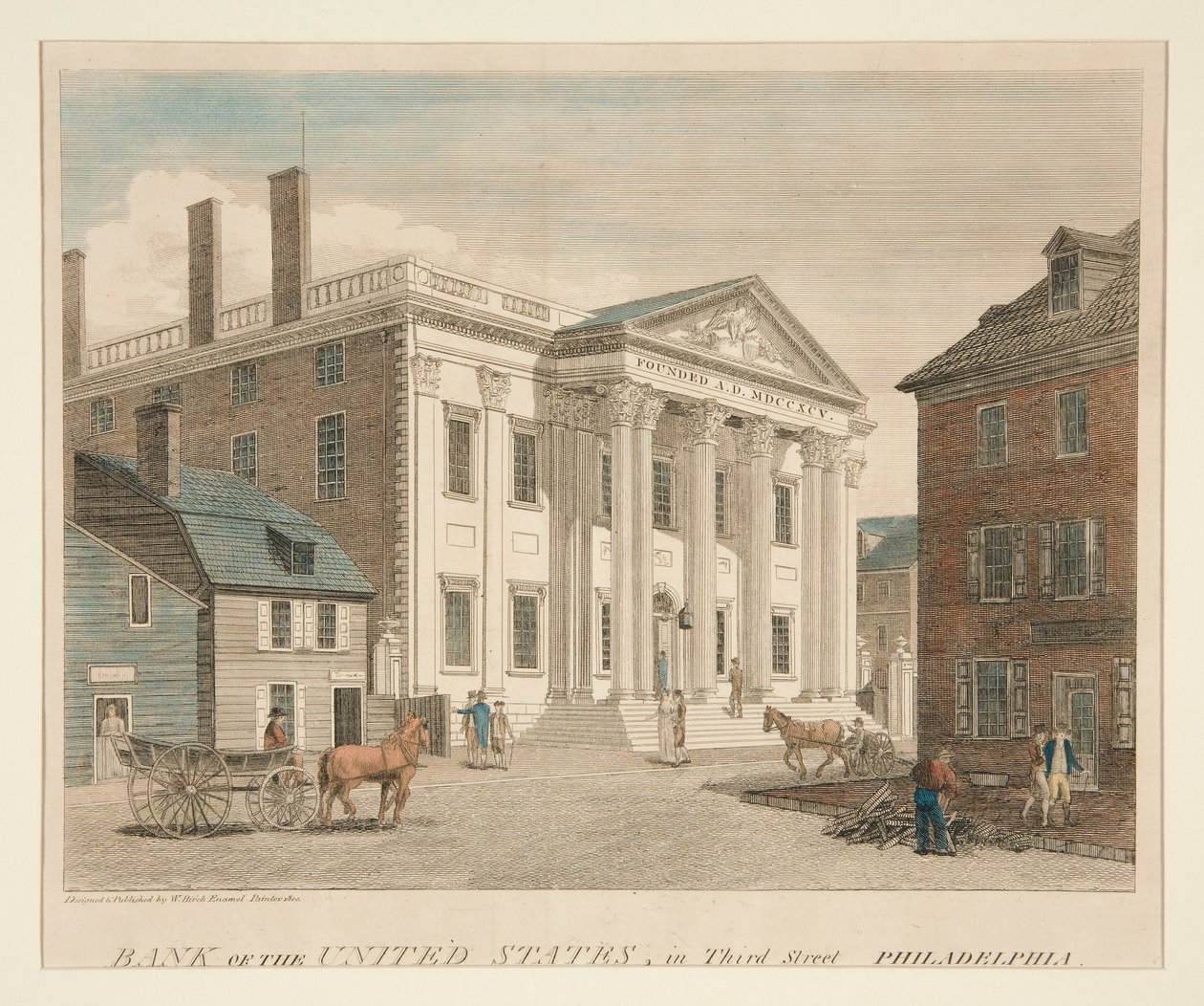Bank of the United States, i Third Street Philadelphia af William Russell Birch