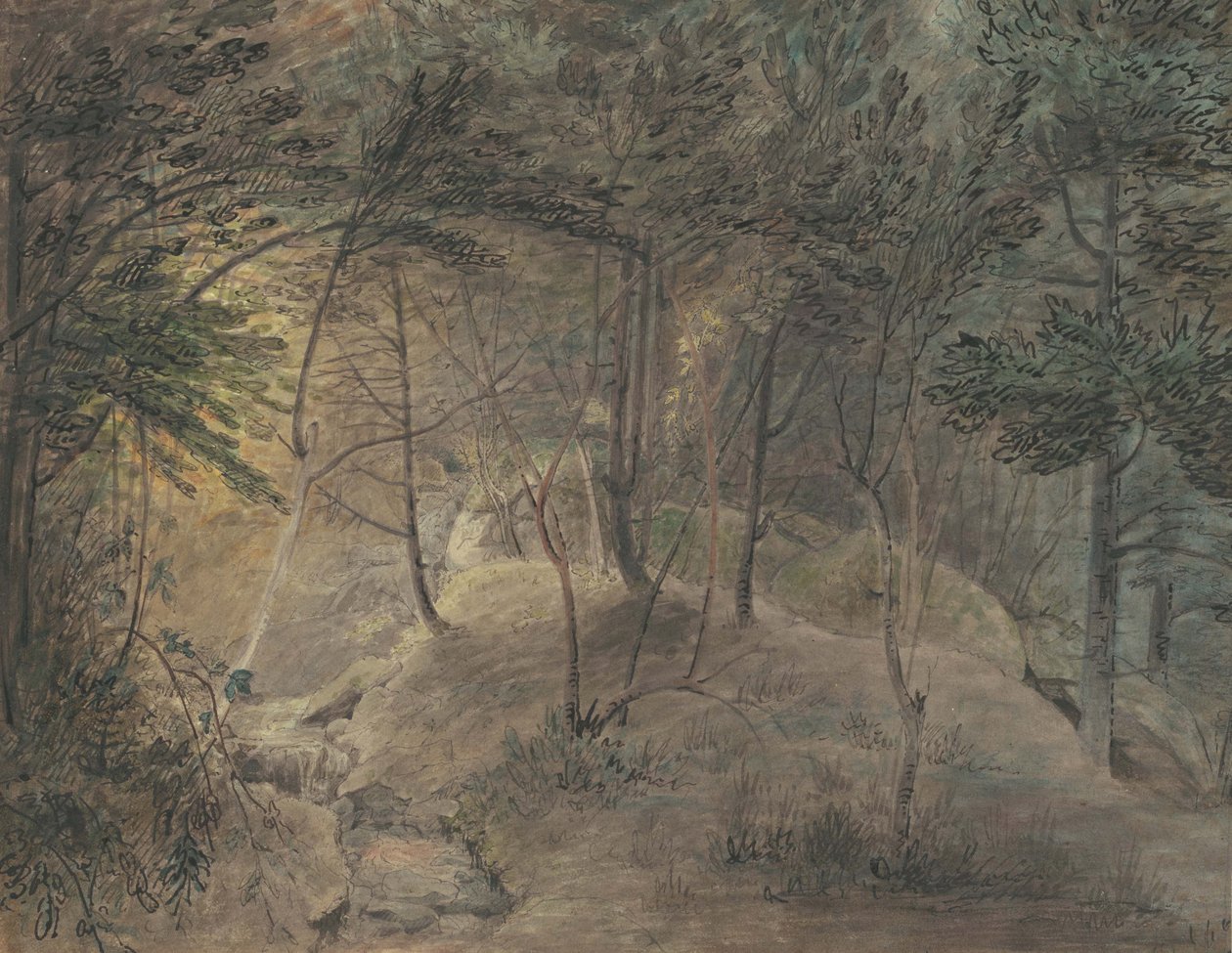 The View from the Springhouse at Echo, ca. 1808 (akvarel og blæk på vævet papir) af William Russell Birch