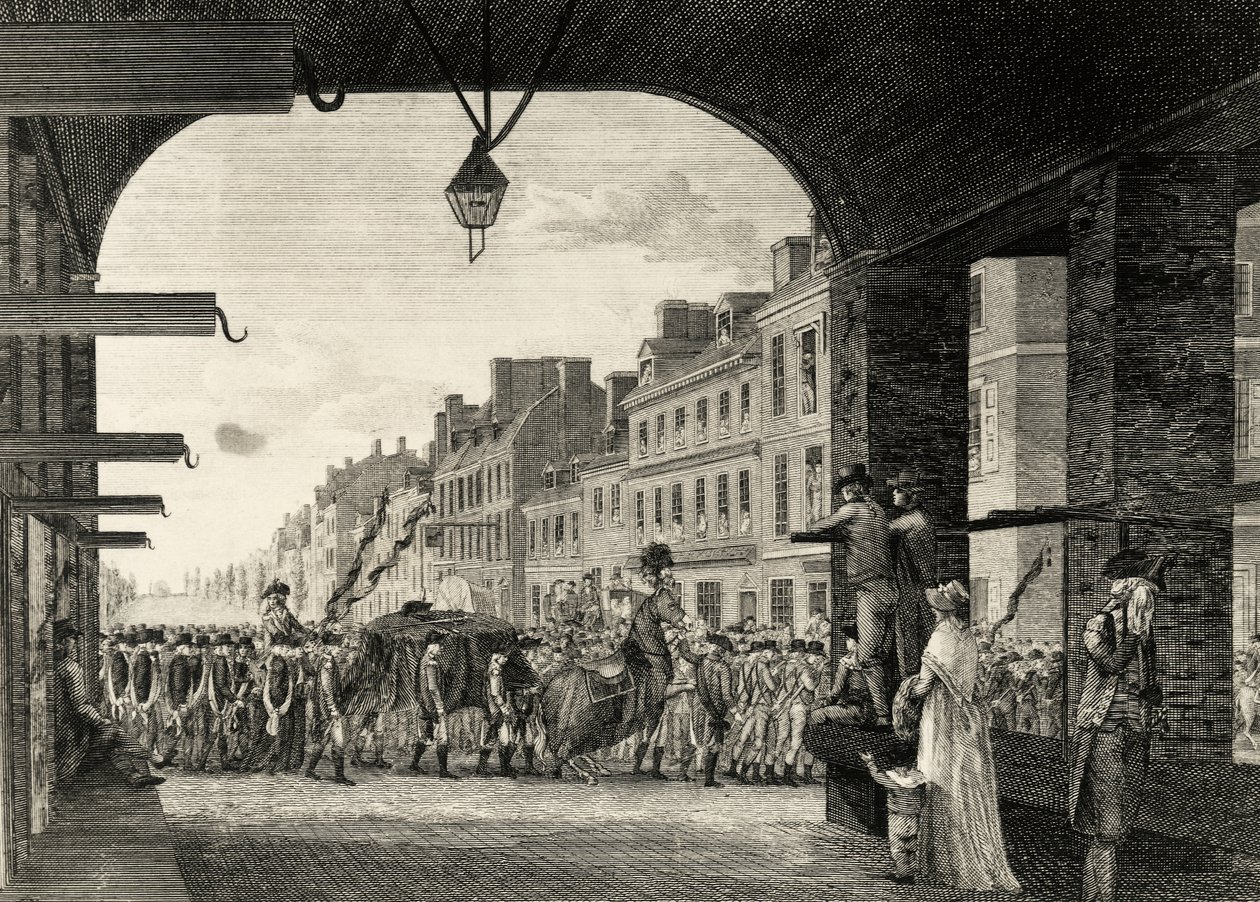 George Washingtons begravelsesoptog langs High Street i Philadelphia af William Russell Birch