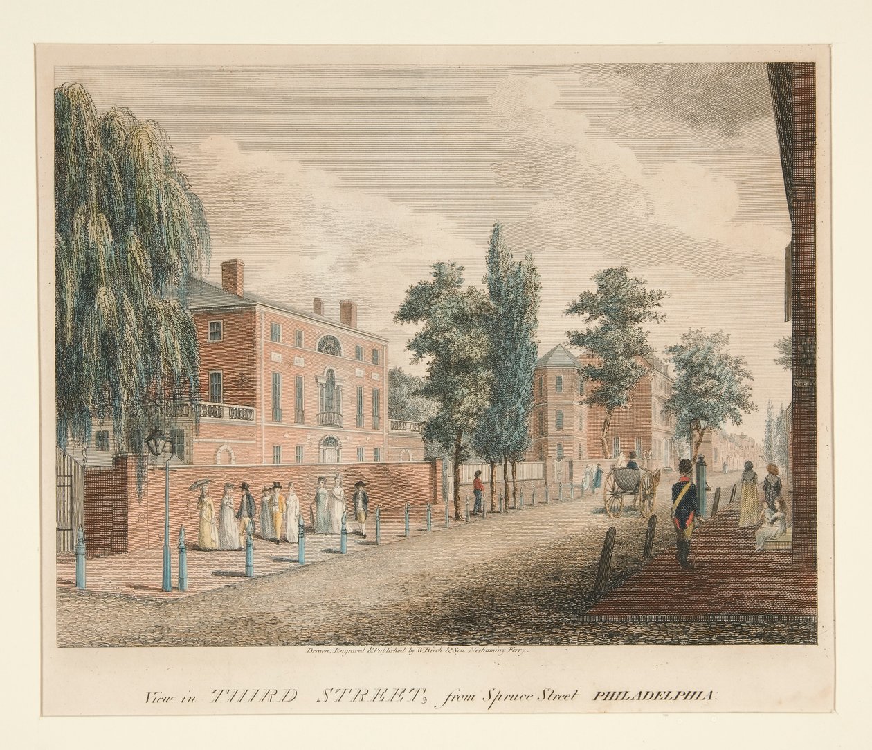 Udsigt i Third Street, fra Spruce Street Philadelphia af William Russell Birch